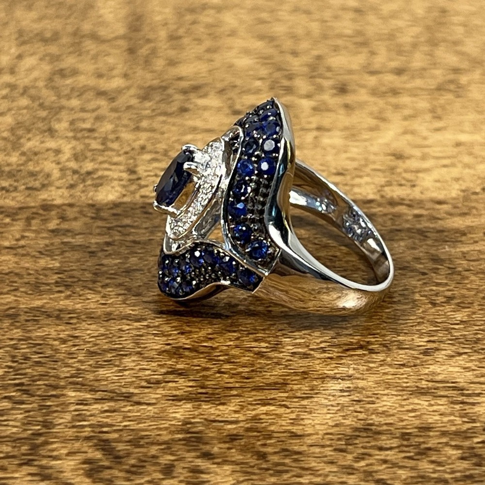 Clyde Duneier CID 14k gold Royal Blue Sapphire & Diamond ring 5.7g Sz 6 - Picture 2 of 16